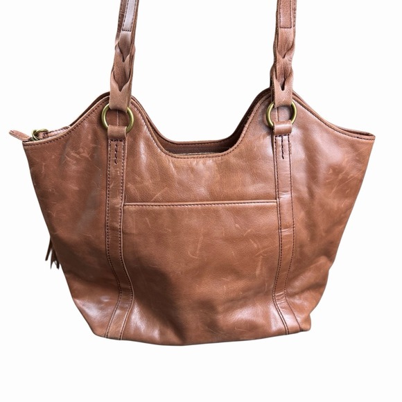 The SAK Embossed Sierra Leather Tote Shoulder Hobo Handbag Boho Fringe Indie - Picture 4 of 9